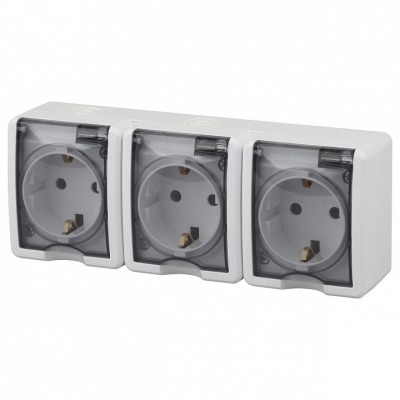 Розетка четверная с заземлением с крышкой Эра Эра Эксперт 11-2405-01 ER_B0020720