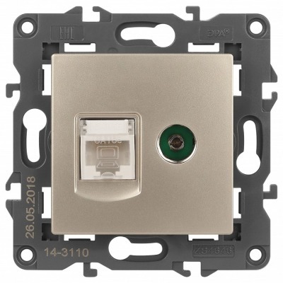 ТВ-розетка и розетка Ethernet RJ-45 без рамки Эра Эра Elegance 14-3110-04 ER_B0034317