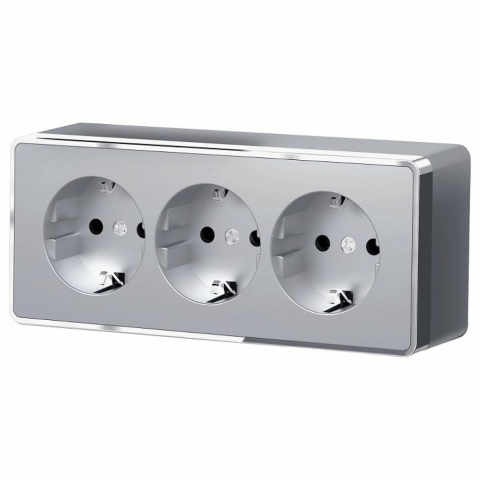 Фото Розетка с заземлением и со шторками Werkel Gallant (серебряный) W5073106 WRK_a052777 - интернет-магазин МегаТерем в Москве