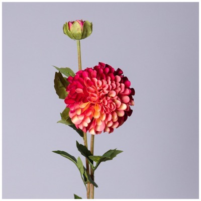 Цветок искусственный георгина длина = 80см, цвет винный мал.уп.=36шт Lefard (535-429)