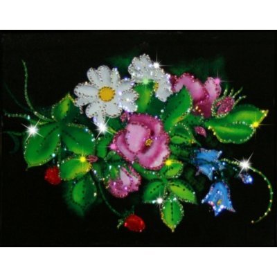 Картина Шиповник с кристаллами Swarovski (1316)