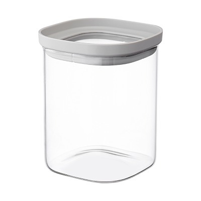 Банка для хранения стеклянная с крышкой, 1 л, светло-серая (77785)