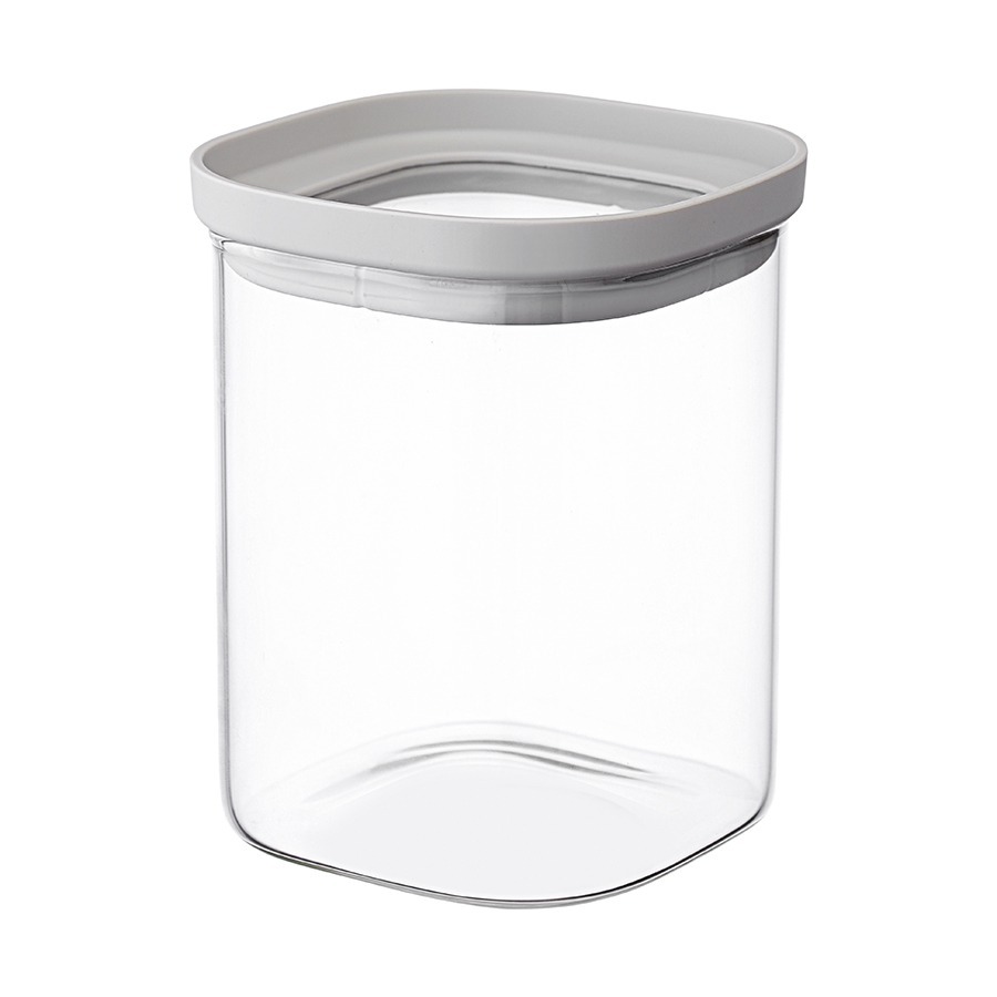 Фото Банка для хранения стеклянная с крышкой, 1 л, светло-серая (77785) - интернет-магазин МегаТерем в Москве