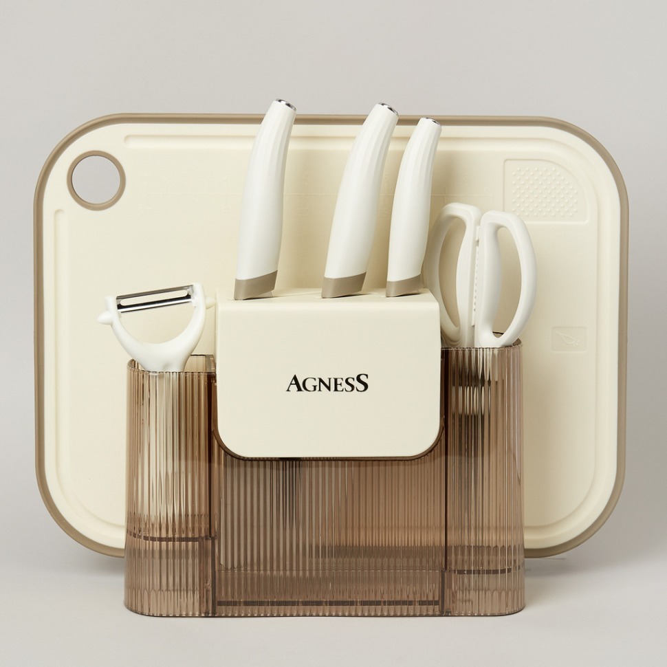 Фото Набор кухонных предметов 7шт цвет айвори Agness (671-029) - интернет-магазин МегаТерем в Москве