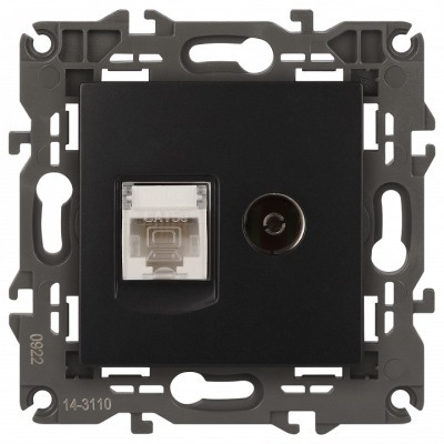 ТВ-розетка и розетка Ethernet RJ-45 без рамки Эра Эра Elegance 14-3110-05 ER_B0034318