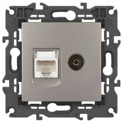 ТВ-розетка и розетка Ethernet RJ-45 без рамки Эра Эра Elegance 14-3110-16 ER_B0065768