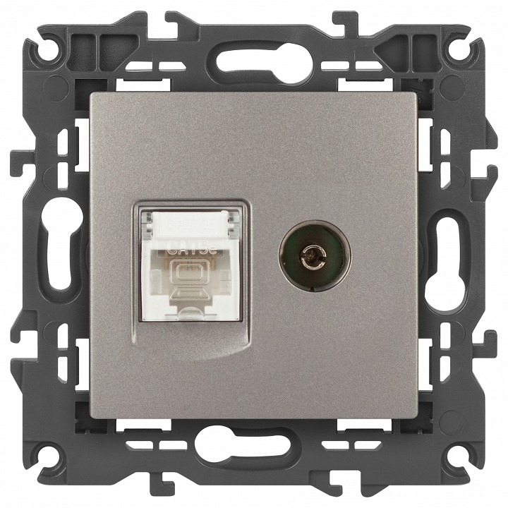 Фото ТВ-розетка и розетка Ethernet RJ-45 без рамки Эра Эра Elegance 14-3110-16 ER_B0065768 - интернет-магазин МегаТерем в Москве