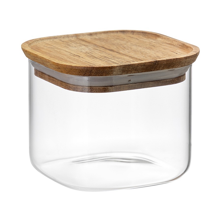Фото Банка для хранения квадратная glass acacia, 600 мл (79982) - интернет-магазин МегаТерем в Москве