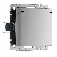 Розетка с заземлением и со шторкой, без рамки с крышкой Werkel  W1171206 WRK_a069626