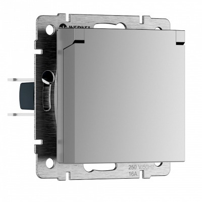 Розетка с заземлением и со шторкой, без рамки с крышкой Werkel  W1171206 WRK_a069626