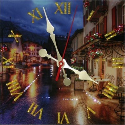 Картина Часы Ночное кафе с кристаллами Swarovski (1650)