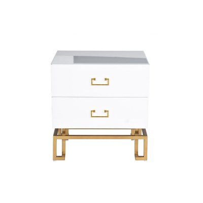 Тумба 2 ящика белая/золото ...