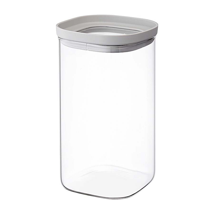 Фото Банка для хранения стеклянная с крышкой, 1,5 л, светло-серая (77786) - интернет-магазин МегаТерем в Москве