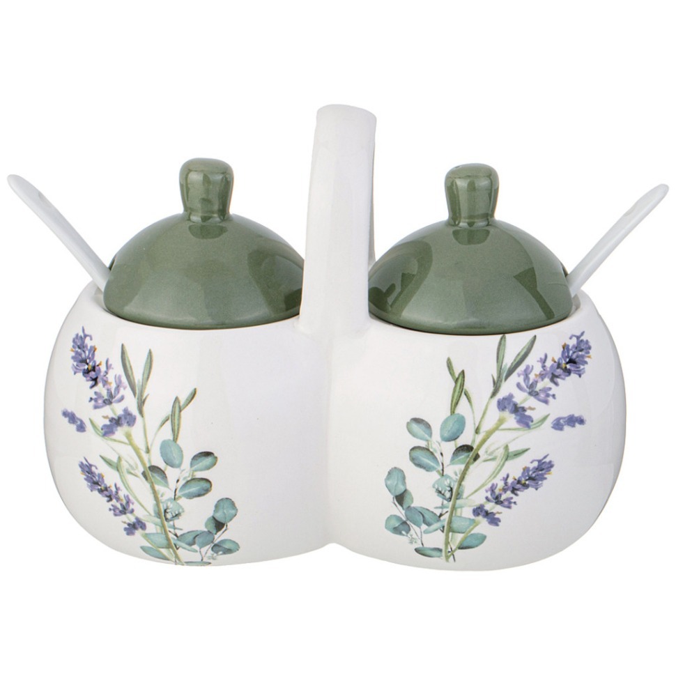 Фото Банка 2 секции agness лаванда 17*10*13 см. / 2х320 мл (358-2166)  - интернет-магазин МегаТерем в Москве