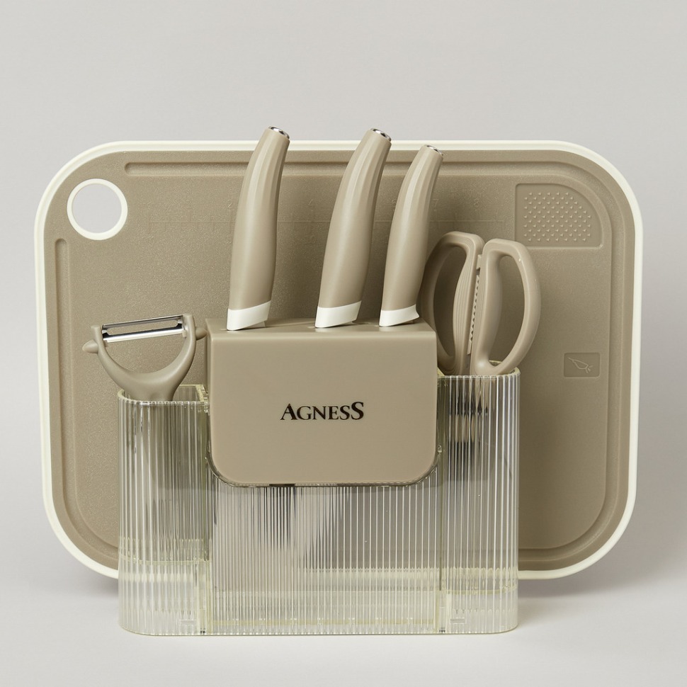 Фото Набор кухонных предметов 7шт цвет серый Agness (671-030) - интернет-магазин МегаТерем в Москве