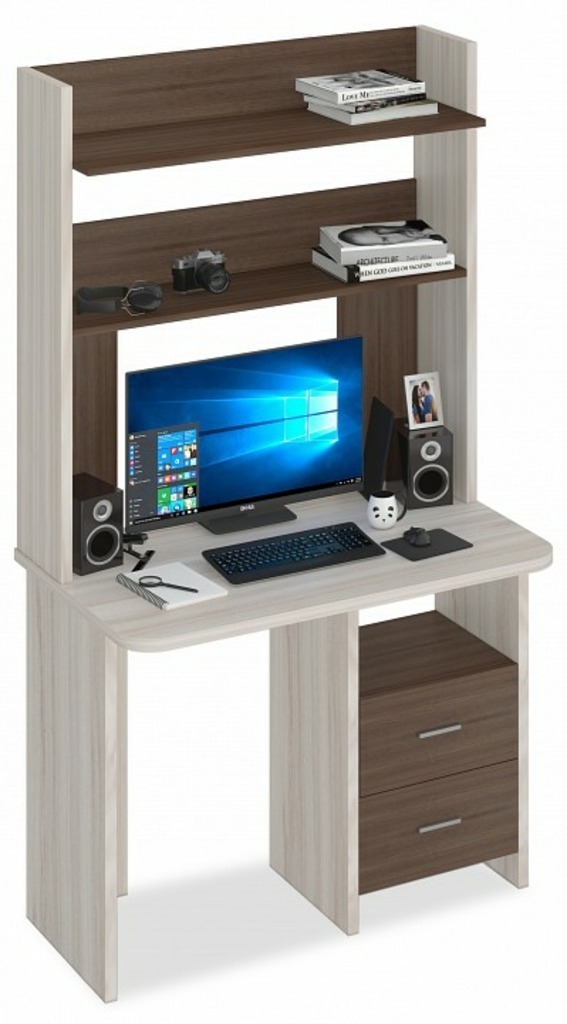 Фото Стол компьютерный Домино Lite СКЛ-Прям100Р+НКЛХ-100 MER_SKL-Pryam100R-NKLH-100-KSH-CH - интернет-магазин МегаТерем в Москве