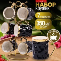 Набор кружек на подставке 6 шт 350 мл LORAINE (12087)