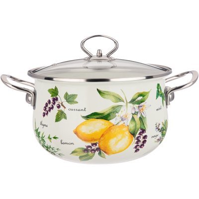 Кастрюля эмалированная agness со стеклянной крышкой серия "секретные ингредиенты" 3.6 л, 22*13 см (915-128) 