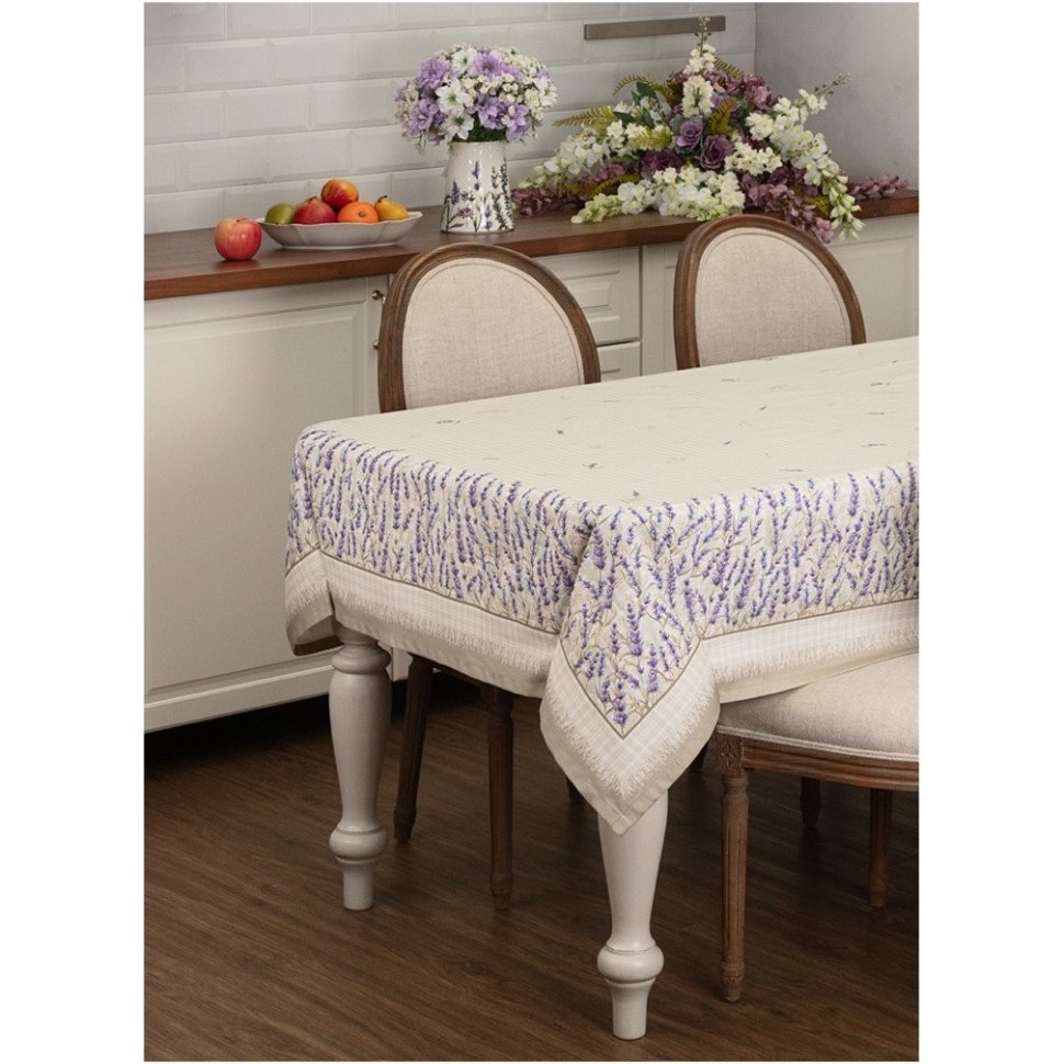 Фото Скатерть душа прованса 160х220см ,бежевый, 100% хлопок,твил с пропиткой Lefard (850-735-24) - интернет-магазин МегаТерем в Москве