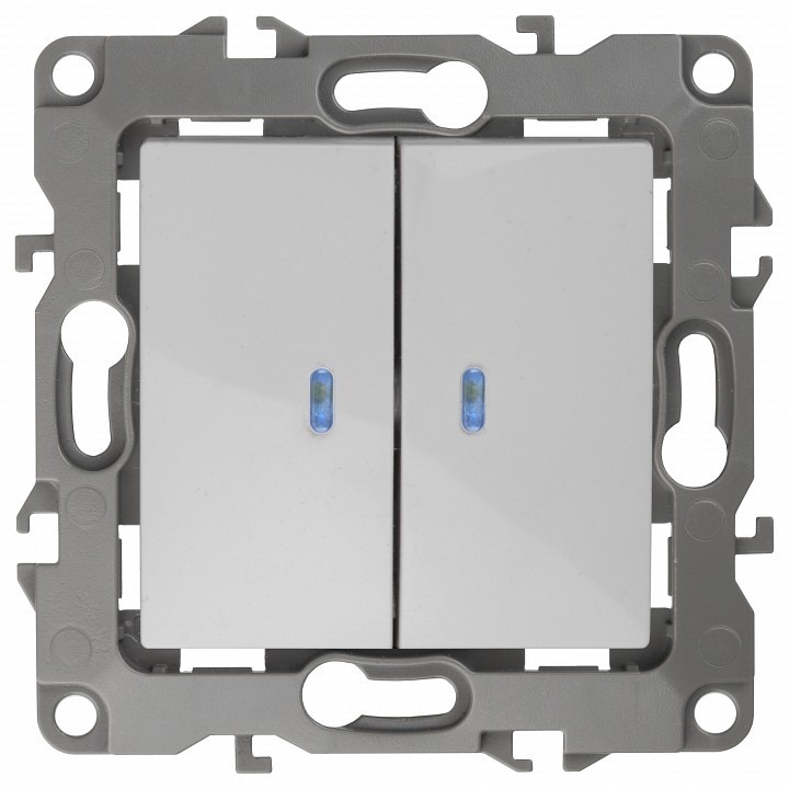 Фото Выключатель двухклавишный с подсветкой без рамки Эра Эра 12 12-1004-06 ER_B0014657 - интернет-магазин МегаТерем в Москве