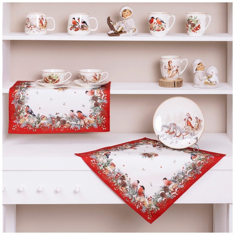 Фото Набор салфеток из 2-х шт морозко.снегири,40х40см, 100% хлопок,красный,твил, Lefard (850-745-8) - интернет-магазин МегаТерем в Москве