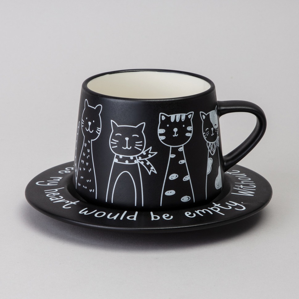 Фото Чайный набор lefard на 1 персону коты цвет черный (756-475)  - интернет-магазин МегаТерем в Москве
