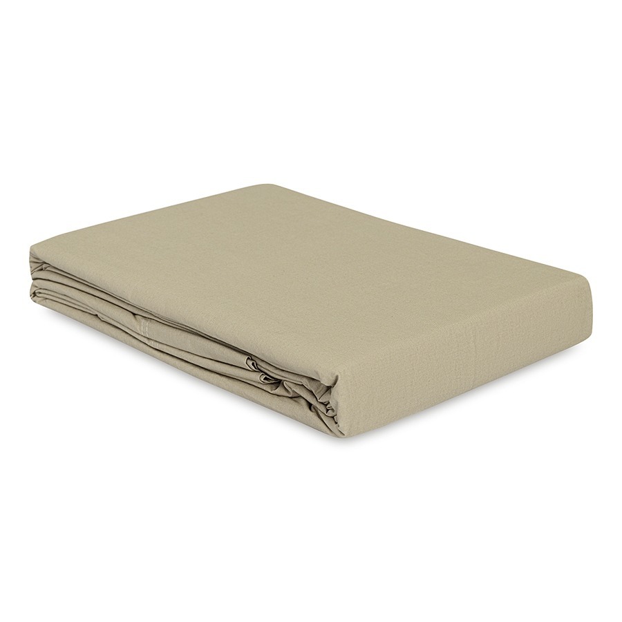 Фото Простыня из стираного перкаля бежево-серого цвета из коллекции essential, 240х270 см (77750) - интернет-магазин МегаТерем в Москве