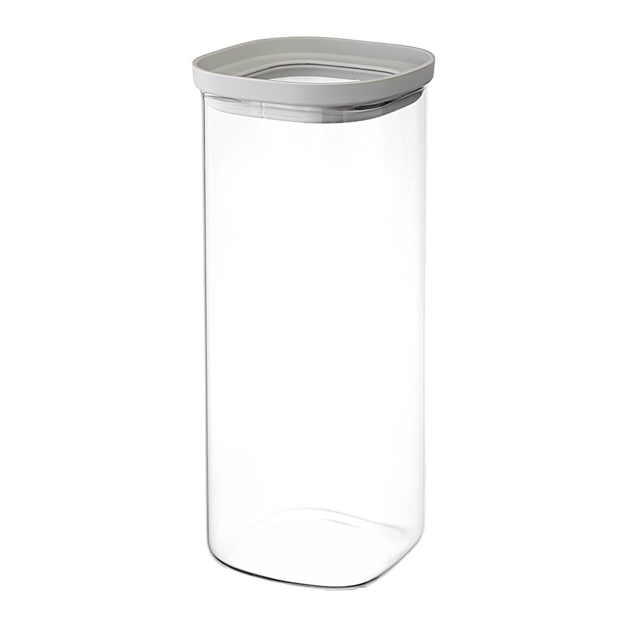 Фото Банка для хранения стеклянная с крышкой, 2 л, светло-серая (77787) - интернет-магазин МегаТерем в Москве