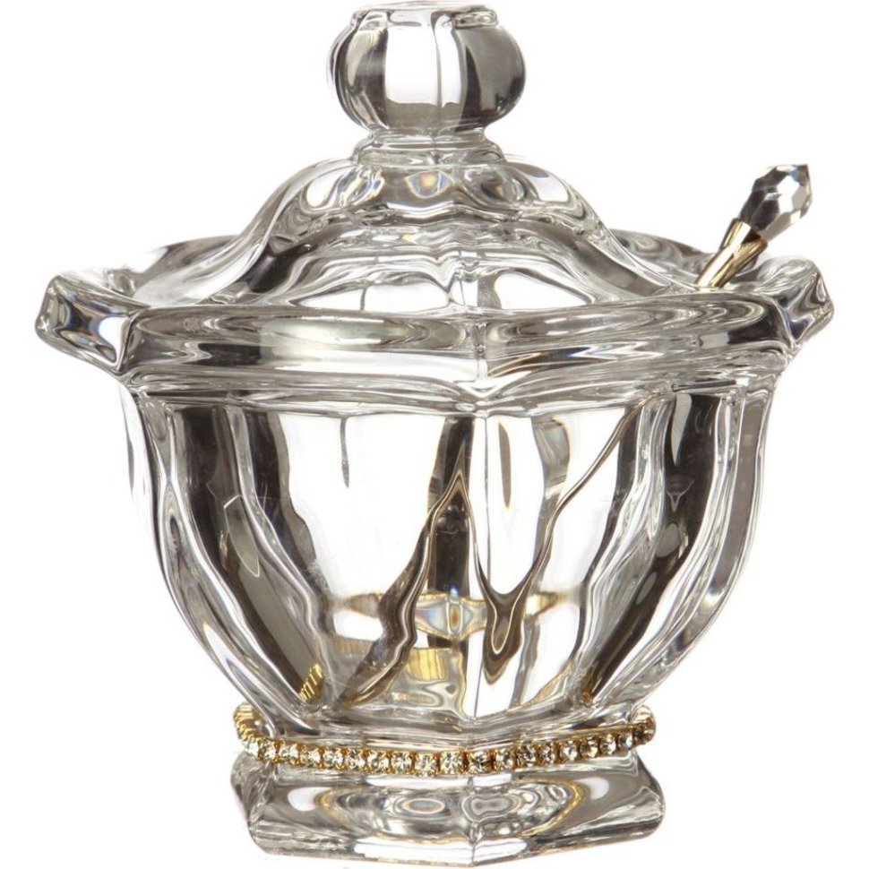 Фото Банка для меда рублевка 250 мл. 12.5*12.5 см. высота=14 см. + ложка. коллекция muza Lefard (355-096) - интернет-магазин МегаТерем в Москве