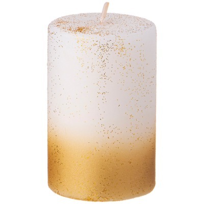 Свеча столбик белая с золот...