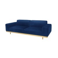 Диван S0203-3D/bluе-9801#, металл, текстиль, blue/gold, ROOMERS FURNITURE