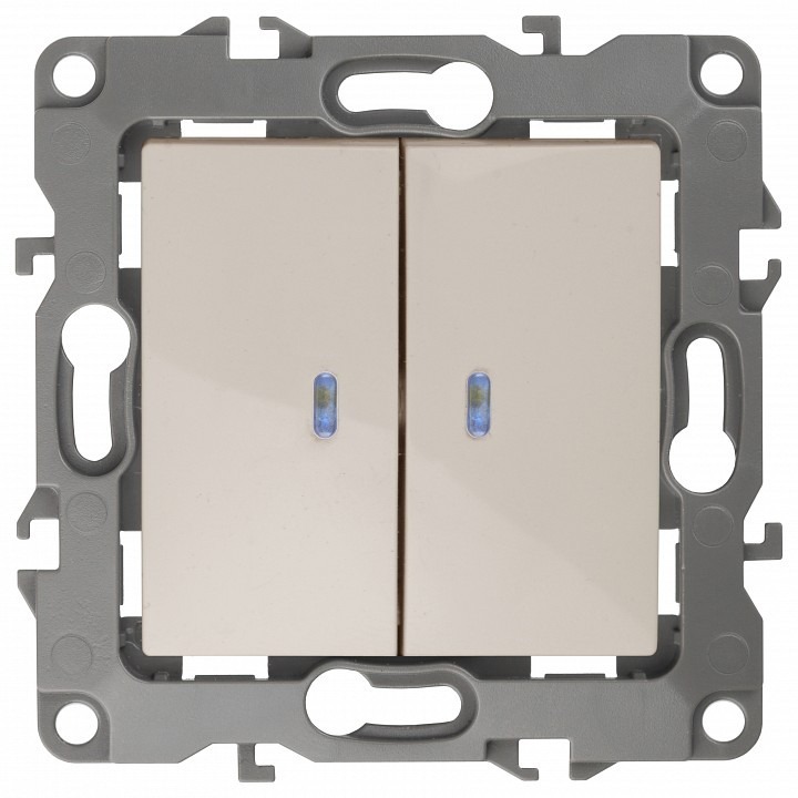 Фото Выключатель двухклавишный с подсветкой без рамки Эра Эра 12 12-1004-06 ER_B0014658 - интернет-магазин МегаТерем в Москве