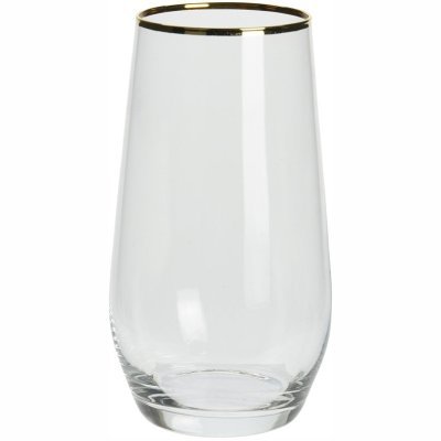 Стакан для воды 390мл прозрачный с золотым кантом (6) (TT-00007758)