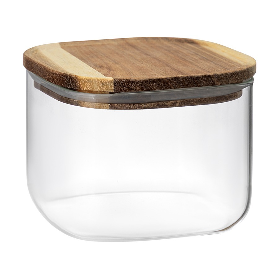 Фото Банка для хранения квадратная glass acacia,1 л (79984) - интернет-магазин МегаТерем в Москве