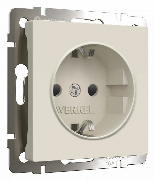 Фото Розетка с заземлением и со шторками, без рамки Werkel айвори матовый W1171162 WRK_a059275 - интернет-магазин МегаТерем в Москве