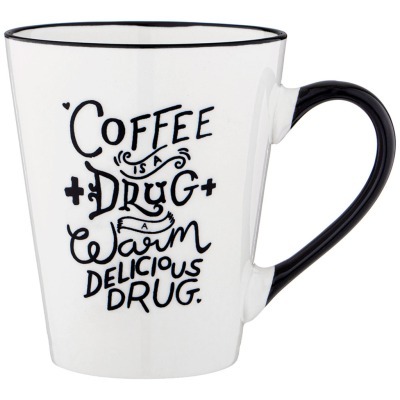 Кружка белая с черной ручко...