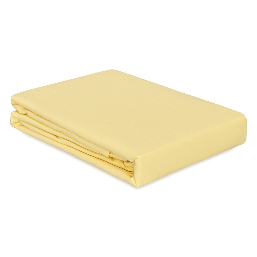 Фото Простыня из стираного перкаля светло-желтого цвета из коллекции essential, 240х270 см (77751) - интернет-магазин МегаТерем в Москве