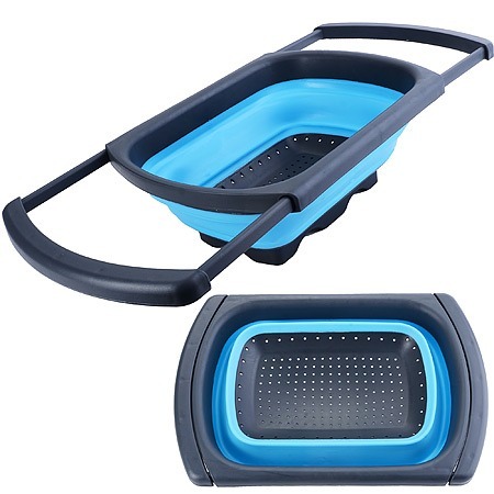 Фото Дуршлаг с выдвиж. ручками, СИНИЙ.MB (31488-2) - интернет-магазин МегаТерем в Москве