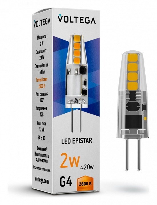 Фото Лампа светодиодная Voltega Capsule G4 G4 2Вт 2800K 7142 VLG_7142 - интернет-магазин МегаТерем в Москве