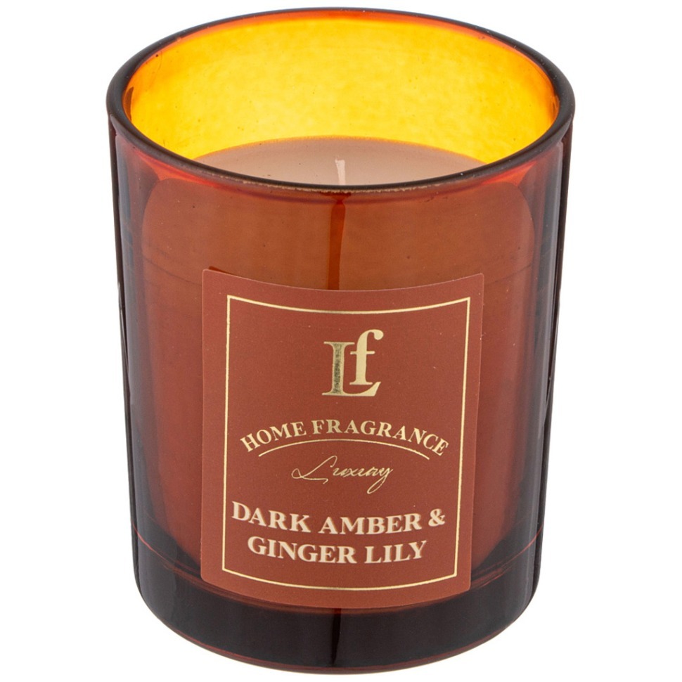 Фото Свеча ароматизированная в стакане dark amber &amp; ginger lily 6*7,5 см Lefard (625-116) - интернет-магазин МегаТерем в Москве
