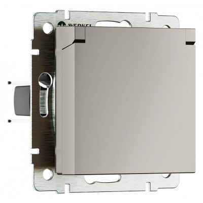 Розетка влагозащищенная с заземлением и со шторкой с крышкой Werkel дымчатый W1271204 WRK_a069464