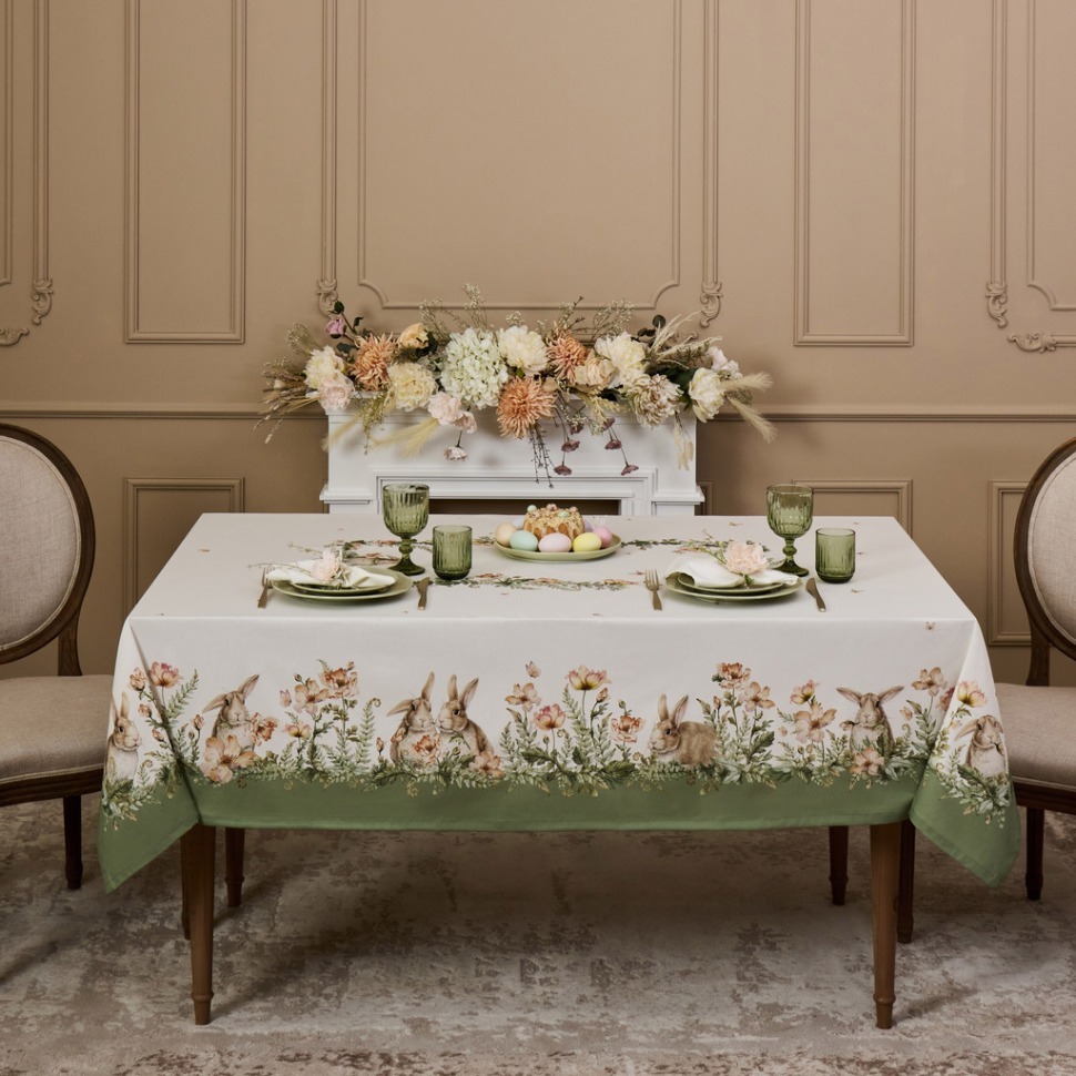 Фото Скатерть sense 160х220см ,зеленый 100%хлопок, твил с пропиткой Lefard (850-753-21) - интернет-магазин МегаТерем в Москве