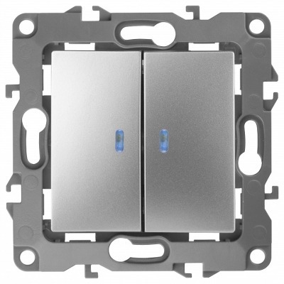 Выключатель двухклавишный с подсветкой без рамки Эра Эра 12 12-1004-06 ER_B0014659