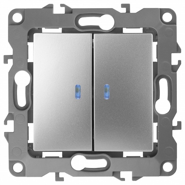 Фото Выключатель двухклавишный с подсветкой без рамки Эра Эра 12 12-1004-06 ER_B0014659 - интернет-магазин МегаТерем в Москве