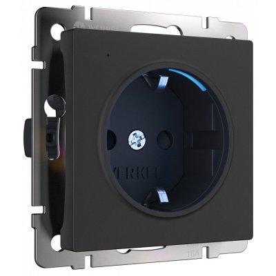 Розетка с заземлением с подсветкой, без рамки Werkel черный W1171408 WRK_a054523