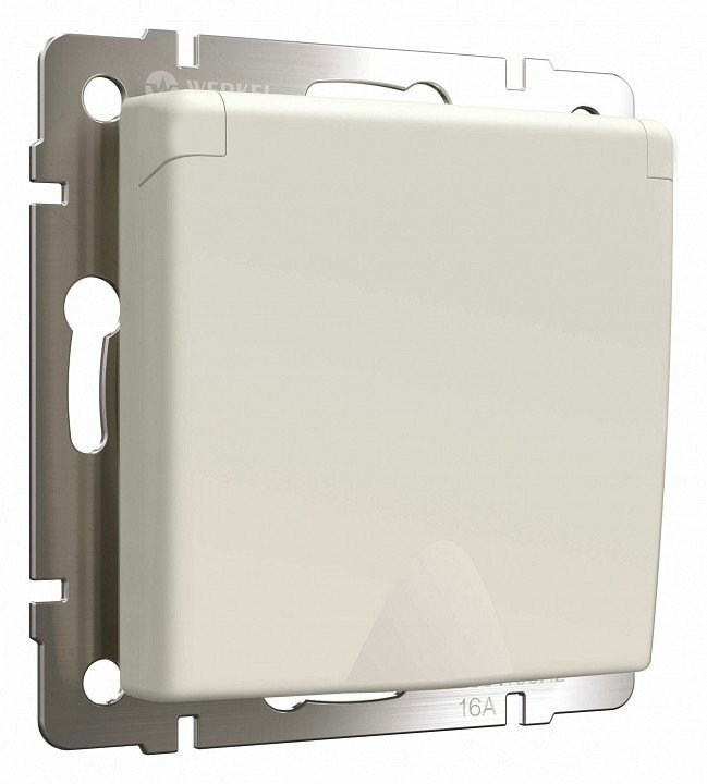Фото Розетка с заземлением и со шторками, без рамки с крышкой Werkel айвори матовый W1171262 WRK_a059276 - интернет-магазин МегаТерем в Москве