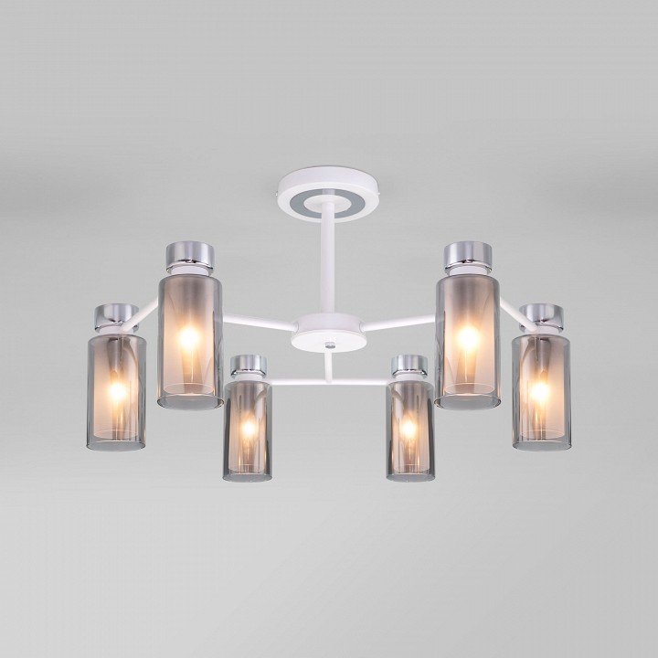 Фото Люстра на штанге Eurosvet Amado 70115/6 белый EV_a061528 - интернет-магазин МегаТерем в Москве