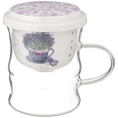 Кружка стеклянная с фарфоровым ситом 420 мл Lefard (87-310)