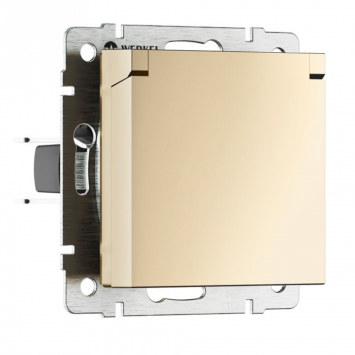 Фото Розетка с заземлением и со шторкой, без рамки с крышкой Werkel шампань W1171211 WRK_a069581 - интернет-магазин МегаТерем в Москве