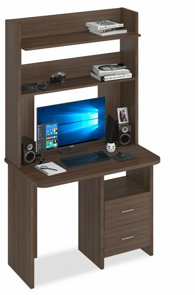 Фото Стол компьютерный Домино Lite СКЛ-Прям100Р+НКЛХ-100 MER_SKL-Pryam100R-NKLH-100-SH-CH - интернет-магазин МегаТерем в Москве